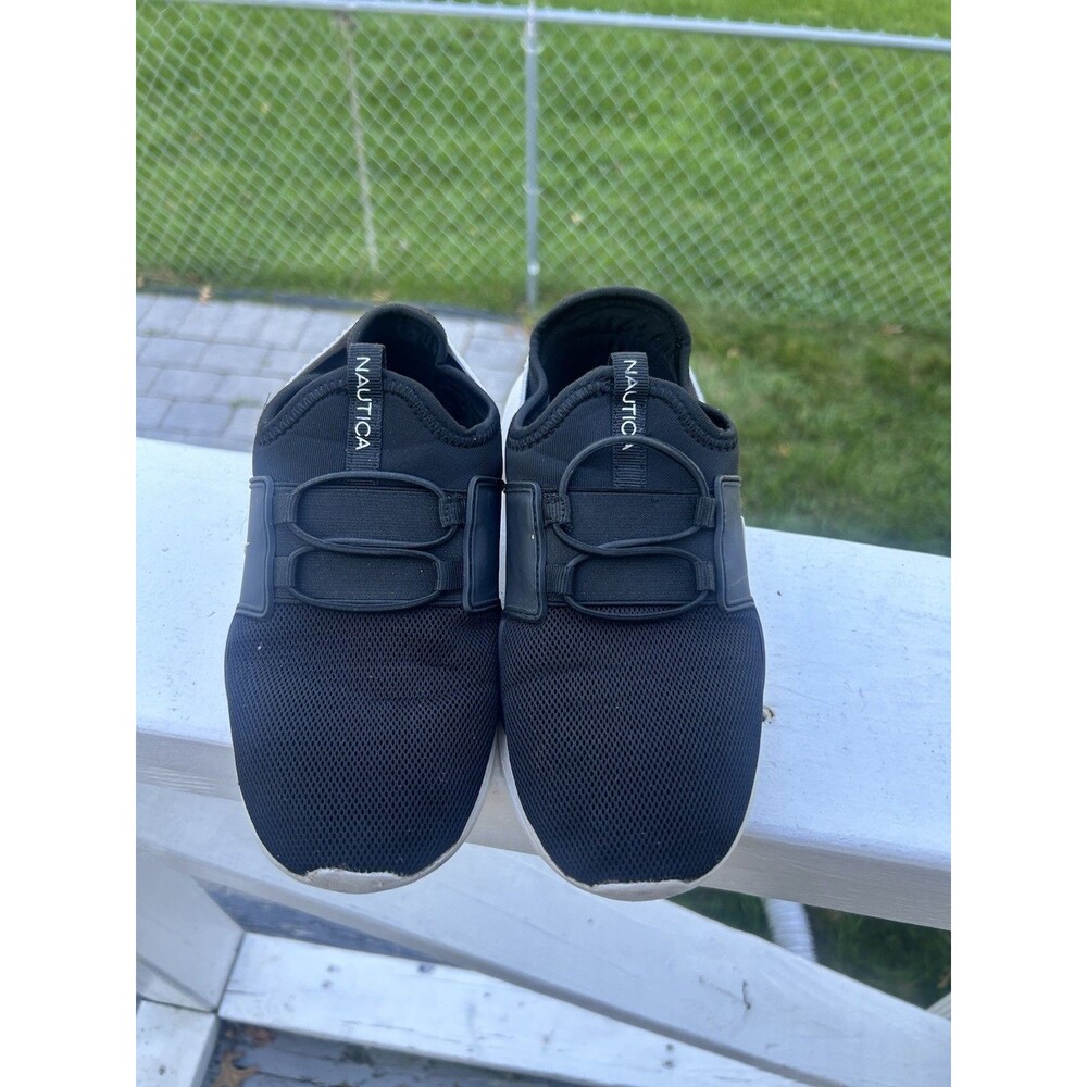 Nautica Men’s Black White Mesh Slip-On Low Top Athletic Sneakers Size 4